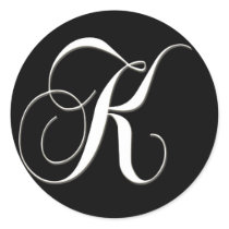 K monogram - elegant black and white stickers
