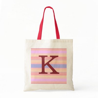 K: : Monogram K Summer Stripes Fun Tote Bag