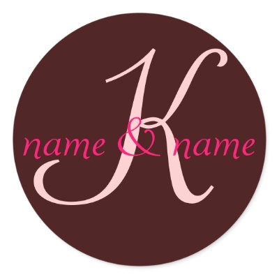 'K' monogram label - personalize first names Round Stickers