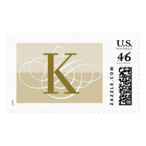 K Two Toned Classic Wedding Monogram Postage Stamp