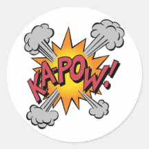Ka Pow! Cartoon Round Stickers