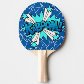 Kaboom Comic Book Style Blue Ping Pong Paddle