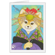 Kabuki Shiba Inu magnet Greeting Card