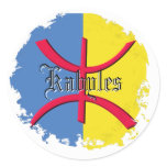Kabylia flag  Distressed Round Stickers