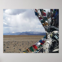 Kailash First View Prayerflags in Foreground Posters