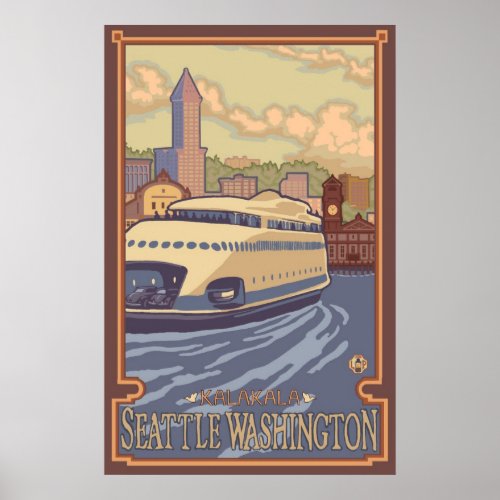 Kalakala Ferry Seattle, WA Vintage Travel Poster print