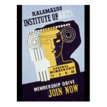 Kalamazoo Institute of Arts  - WPA Poster - Post Card