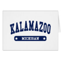 Kalamazoo Michigan College Style tee shirts cards