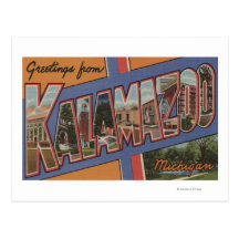 Kalamazoo, Michigan - Large Letter Scenes Postcards