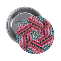 Kaleidoscope Aztec inspired pattern Pinback Buttons