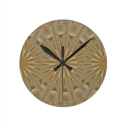 Kaleidoscope Design Light Brown Rustic Floral Round Clock Kaleidoscope Design Light Brown Rustic Floral Round Clock
