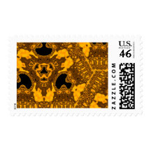 Kaleidoscope of Brass Skull Postage Stamps
