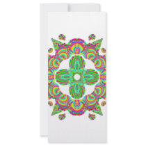 Kaleidoscope Pattern, white and green tints Custom Rack Cards