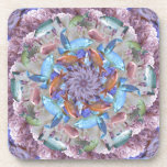 Kaleidoscopic Seascape in Bright Pastels Beverage Coasters
