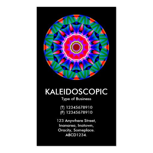 Kaliedoscopic Mandala 01 - Black Business Card (front side)