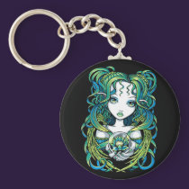 "Kallan" Green Lotus Water Angel Keychain keychains