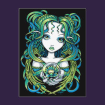 "Kallan" Green Lotus Water Angel Postcard