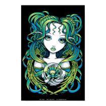 "Kallan" Green Lotus Water Angel Poster