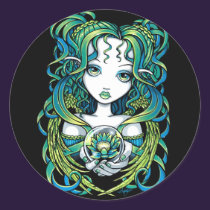 "Kallan" Green Lotus Water Angel Sticker stickers