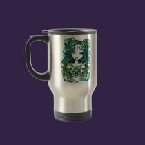 "Kallan" Green Lotus Water Angel Travel Mug mugs