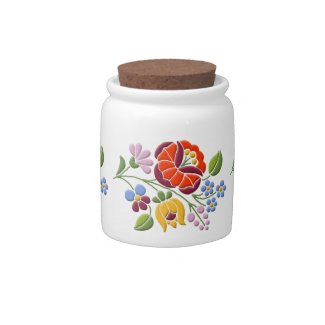 Kalocsa Embroidery - Hungarian Folk Art Candy Jar