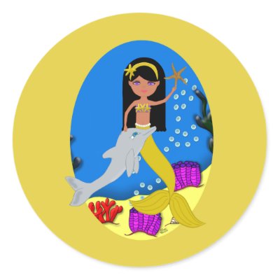 Kamaria the Golden Mermaid and Dolphin Sticker by KirstenEdwards