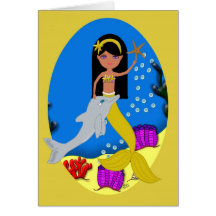 Kamaria the Mermaid and Dolphin Card