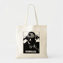Kamikaze Black and White Japanese Pilot Tote Bag