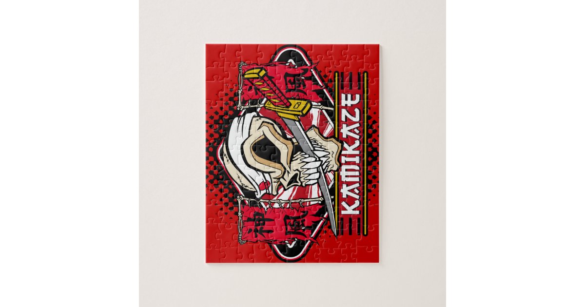 Kamikaze Skull With Japanese Sword Puzzle Zazzle