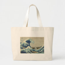 Kanagawa Wave by Katsushika Hokusai Tote Bags