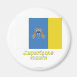 Kanarische Inseln Flagge mit Namen Fridge Magnet