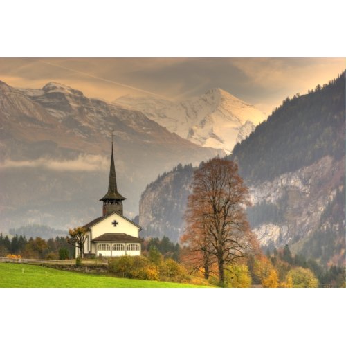 Kandergrund Switzerland Church Snowy Swiss Alps print