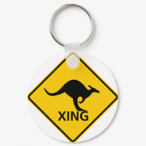 Kangaroo Crossing Highway Sign keychains