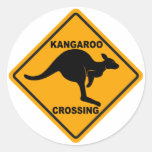 Kangaroo Crossing Sign Round Sticker