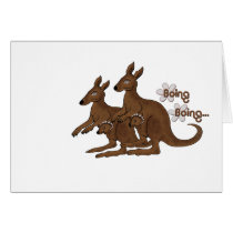 Kangaroo Family Baby in Pouch Boing Trip Cards