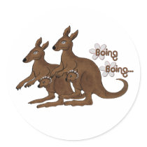 Kangaroo Family Baby in Pouch Boing Trip Stickers