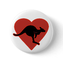 Kangaroo Love Red Heart Pin