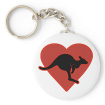 Kangaroo Love Red Heart Key Chain