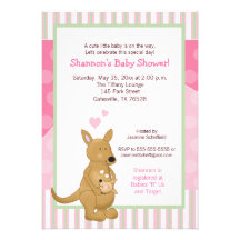 Kangaroo Pink Mommy Invitation