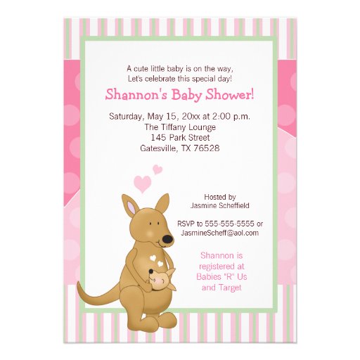 Kangaroo Pink Mommy Invitation
