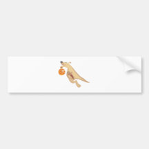kangaroo playing basketball bumper sticker