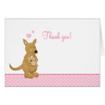 Kangaroo Thank you Notes - Mommy and Baby Pink Cards