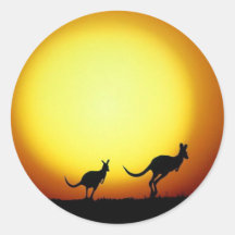 Kangaroos in the Australian Outback Round Stickers