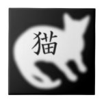 Kanji Cat white Ceramic Tiles