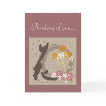 Kanji Design Flower "Thinking of you..." Card cards