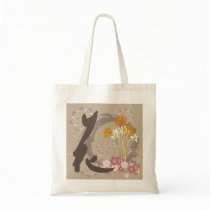 Kanji Design Flower Tote bags
