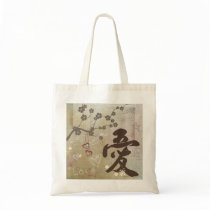 Kanji Design Love Tote bags
