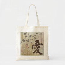 Kanji Design Love Tote Bags