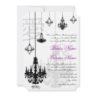 Kanji for Love 7 Black Chandeliers Wedding Invites invitation