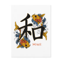 Kanji Koi Fish Peace Postcards